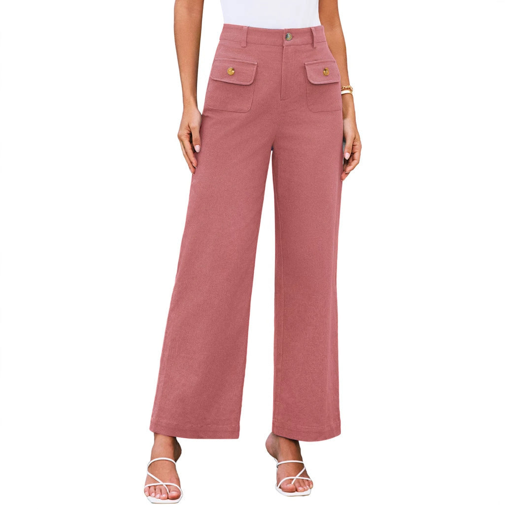Women's High Waist Wide Leg Pants Stretch Casual Pants - D&A