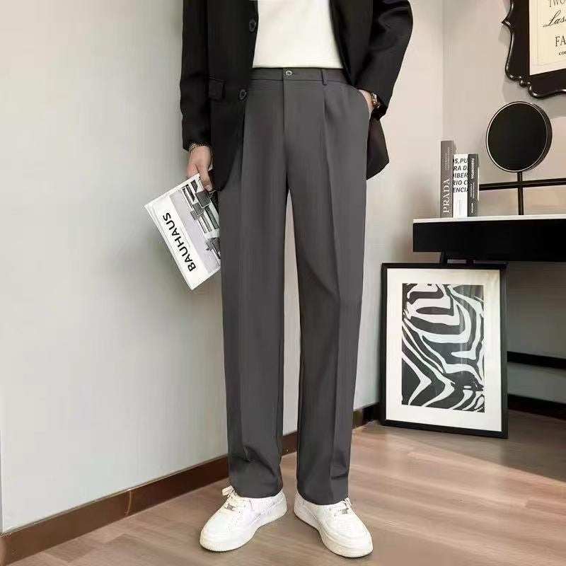 Trendy Ins Draping Design Wide-leg Pants Ninth Pants Dark Gray - D&A