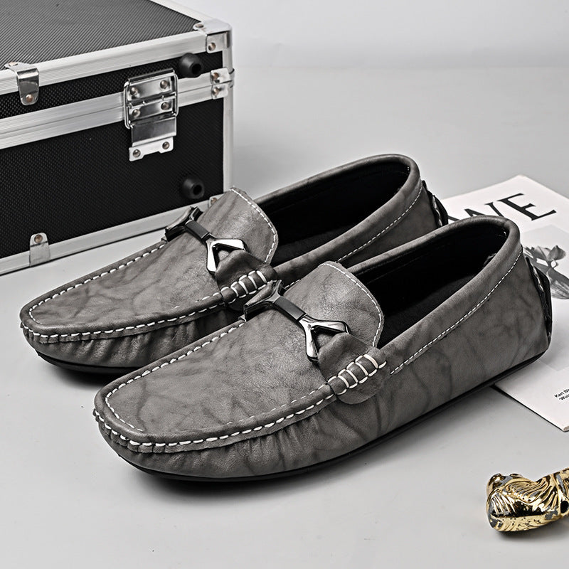 Genuine Leather All-match Men's Slip-on Gommino Gray - D&A