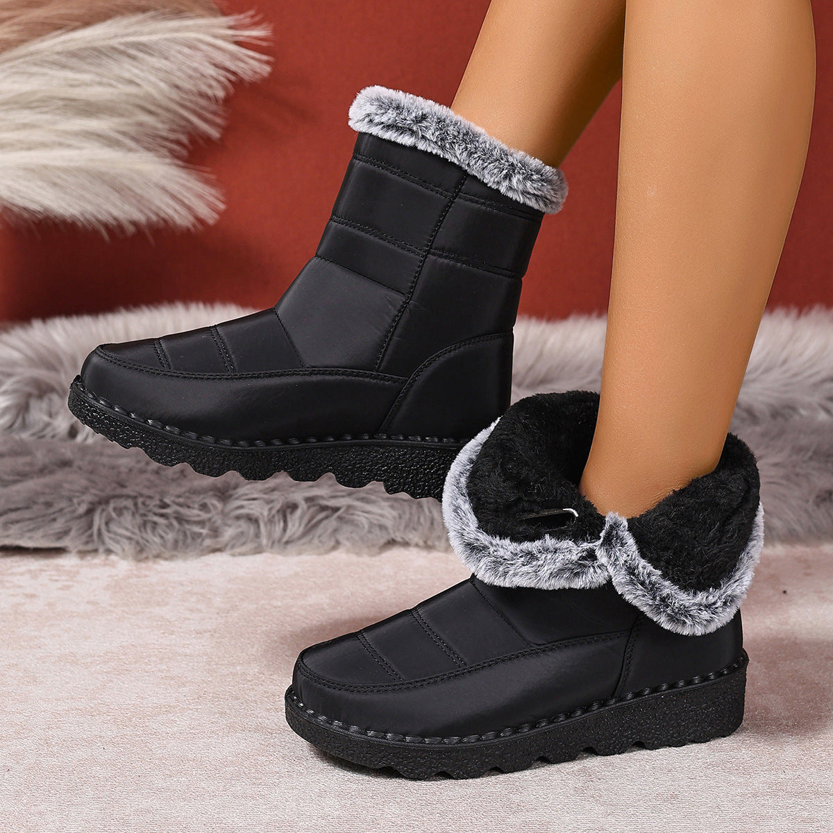 Women's Snow Boots Plus Size Wear-resistant Comfortable Warm Boots - D&A