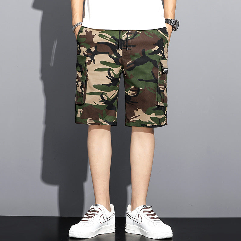 Summer Camouflage 5-point Workwear Shorts Men Green Flower - D&A