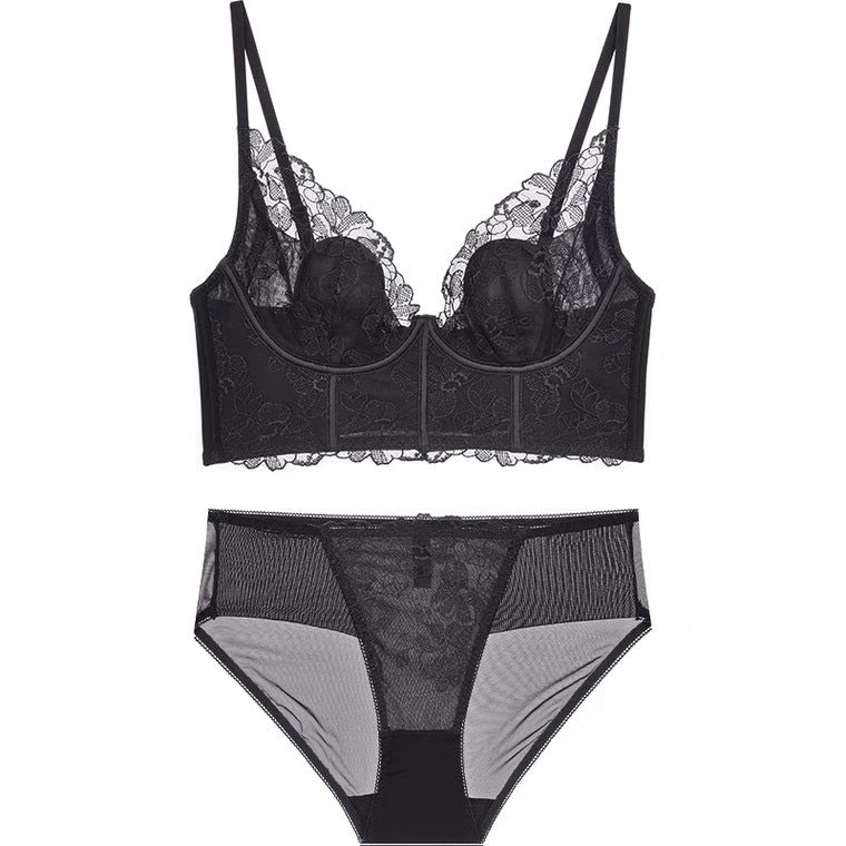 Sexy Adjustable Lace Bra Without Underwire Bra Black - D&A