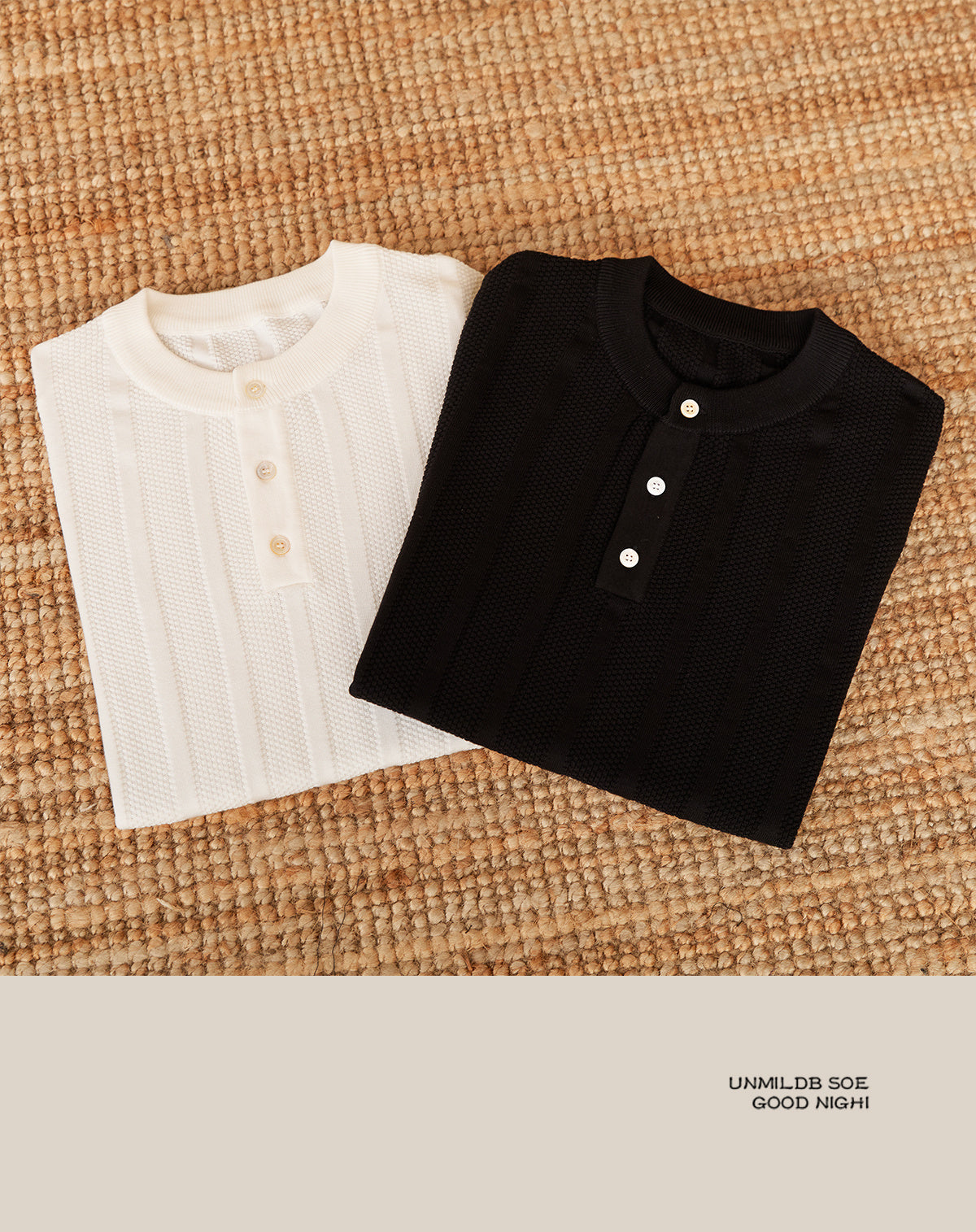 Cotton Sunken Stripe Henry Collar Casual Men's Knitted Short-sleeved T-shirt - D&A