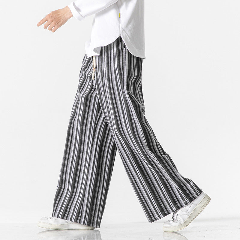 Vintage Stripe Loose Straight Mopping Pants - D&A