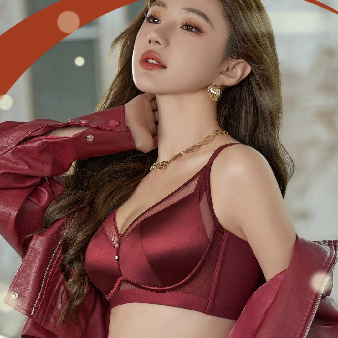 Satin Mesh Bra Medium-weight Cup Wireless Backless Bra - D&A