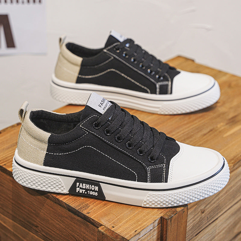 Breathable All-matching Skateboard Men's Soft Bottom Casual Sports Fashion Canvas Shoes K22 Black - D&A