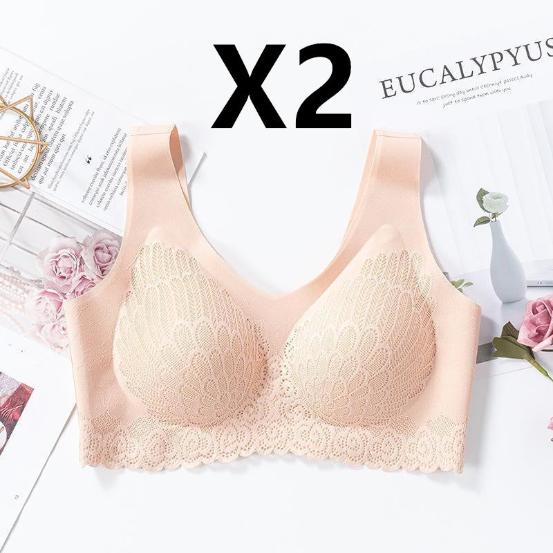 No Steel Ring Bra, Maintenance Latex Lace Bra, Women's Underwear colorful 2PCS - D&A
