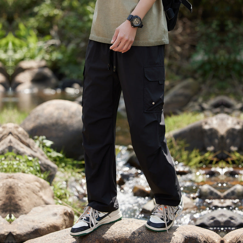 Rush Casual Pants Men's New Summer Quick-drying Men's Design Overalls Black - D&A