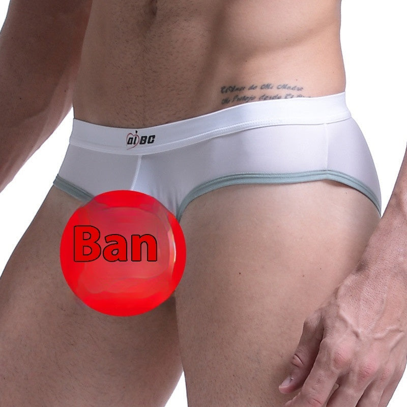 Men's Underwear Thin Ice Silk Bazooka Briefs White - D&A