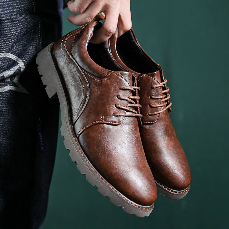 British Style Retro Casual Leather Shoes Men's Casual 3913 Brown - D&A