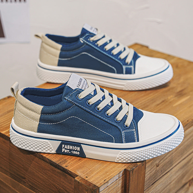 Breathable All-matching Skateboard Men's Soft Bottom Casual Sports Fashion Canvas Shoes K22 Blue - D&A