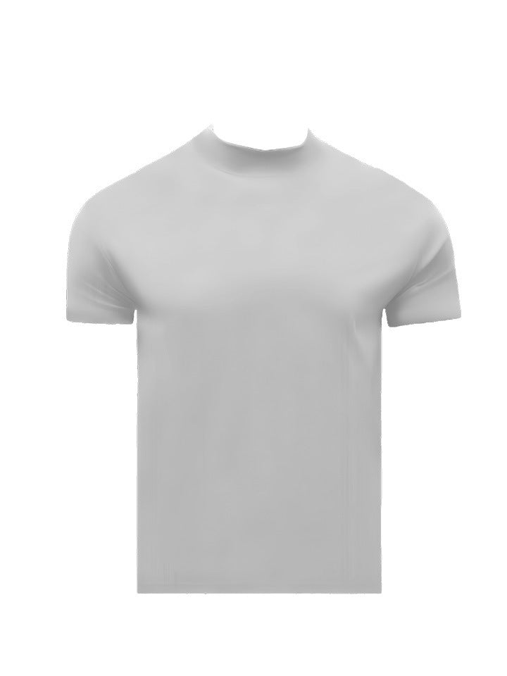 Summer Shoulder Half Turtleneck Cuff Short Sleeve White - D&A