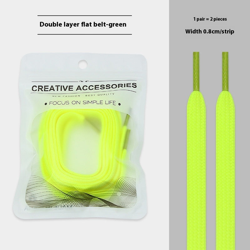 White Shoes Colorful Bandlet Shoelaces Green - D&A