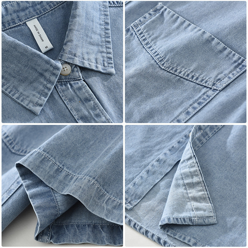 8269 Japanese-style Retro Denim Short Sleeve Shirt - D&A