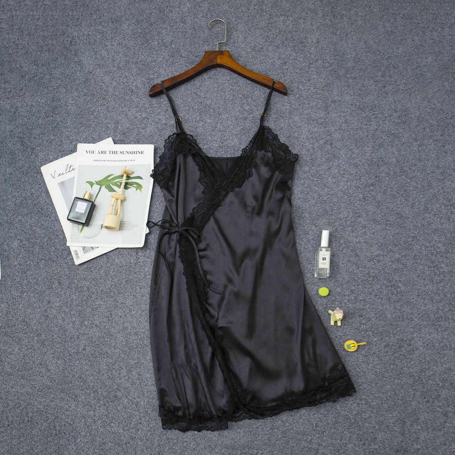 Women's Elastic Satin Nightdress Lingerie Home Pajamas Lingerie - D&A