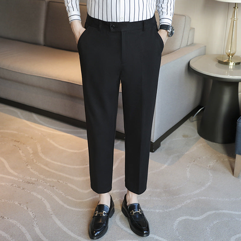 Straight Retro Brown Elastic Slim Fit Brown Casual Pants Black M2 Ninth - D&A