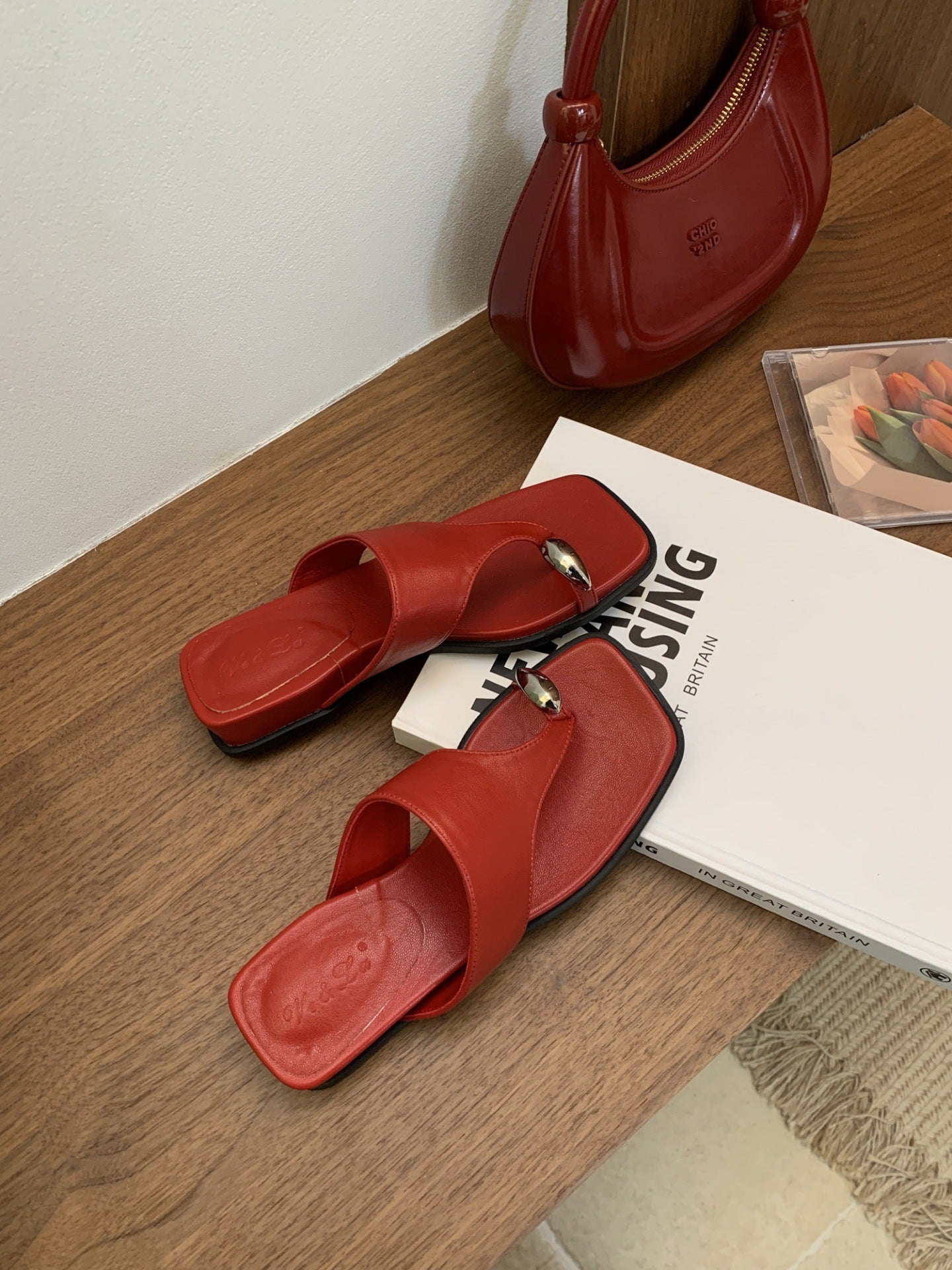 Wedge Flip-Flops Summer Outdoor Seaside Beach Slippers Roman Shoes Red - D&A