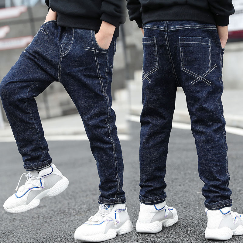 Boys Jeans Autumn And Winter New One-piece Velvet H - D&A