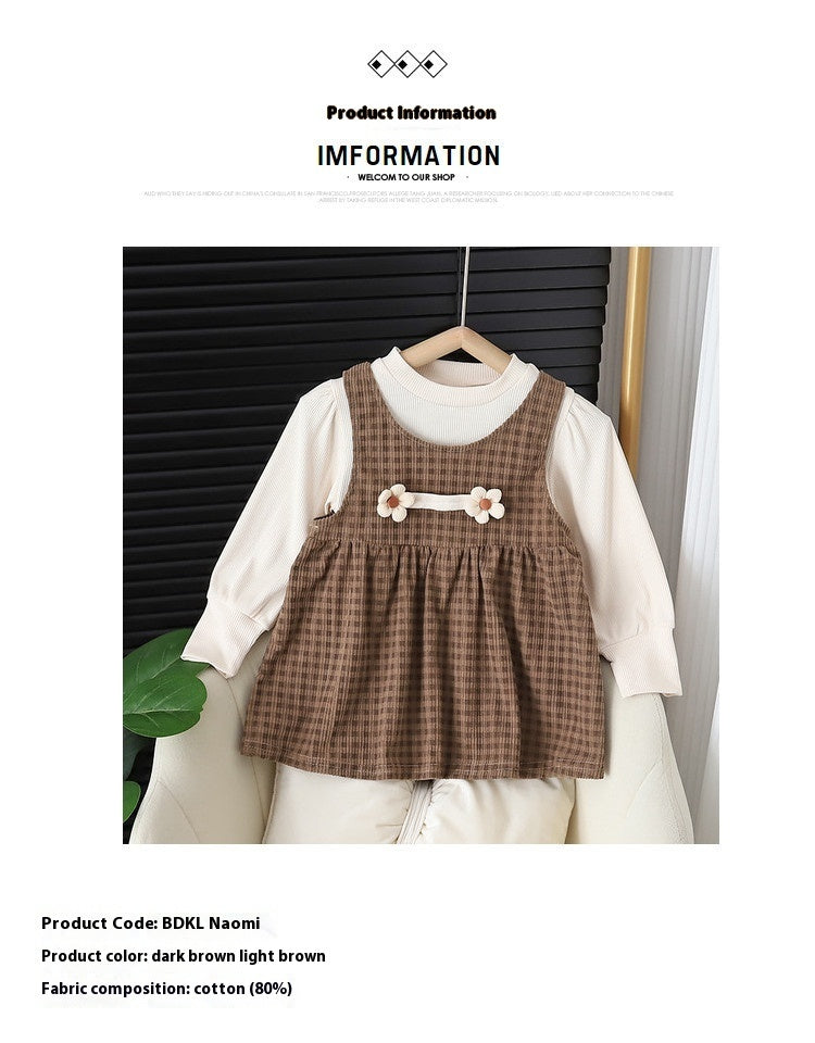 Baby Girl Round-neck Long-sleeved Dress Suit - D&A