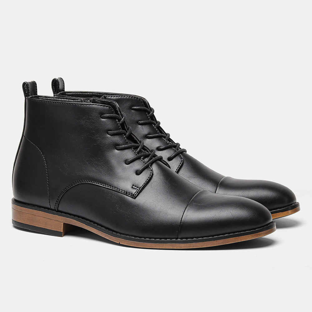 Plus Size Men's Chelsea Boots Inside Zipper Leather Boots KD891 - D&A