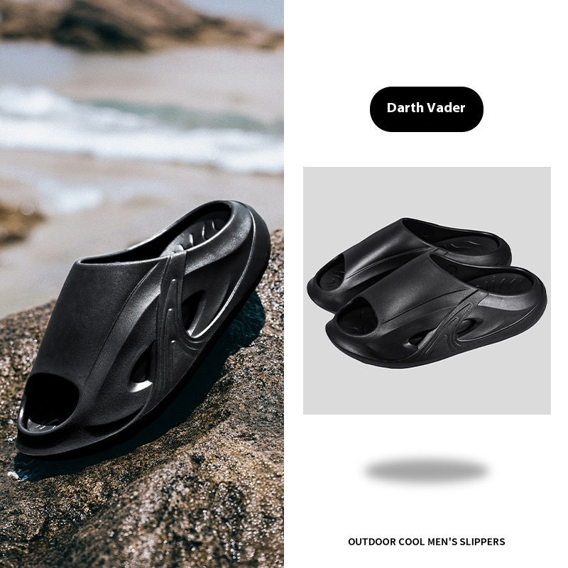 Men's Slippers Home Outdoor Non-slip Deodorant Soft Bottom Black - D&A