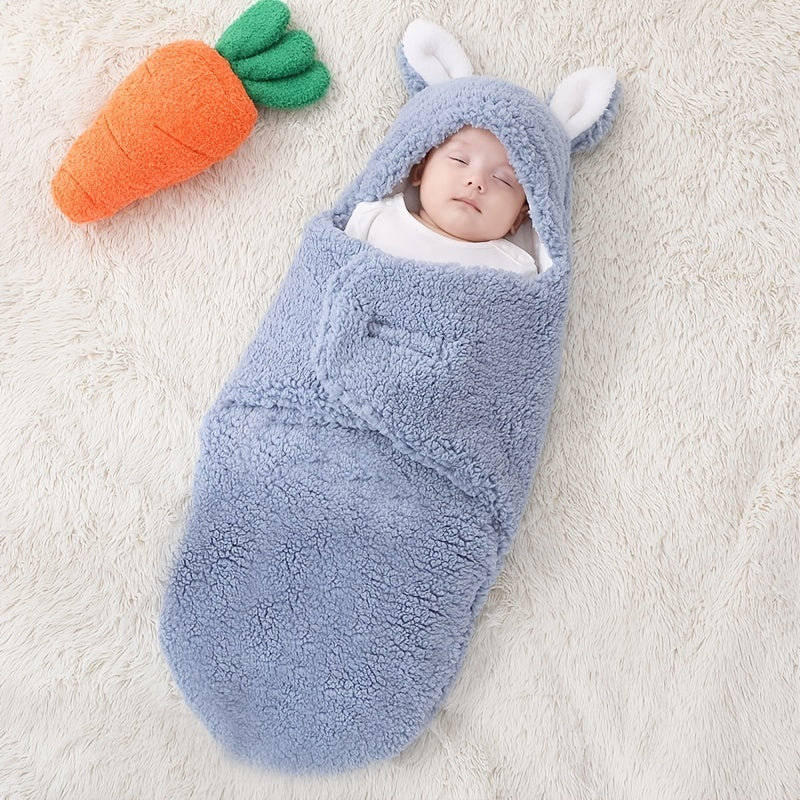 Super Soft Baby Sleeping Bag Fluffy Fleece Newborn Blanket Swaddle Blankets, Unisex Baby Wrap For Newborn Baby Boys Girls With Head-Protecting & Head-Supporting Function, Wearable Swaddle Sleep Sack - D&A