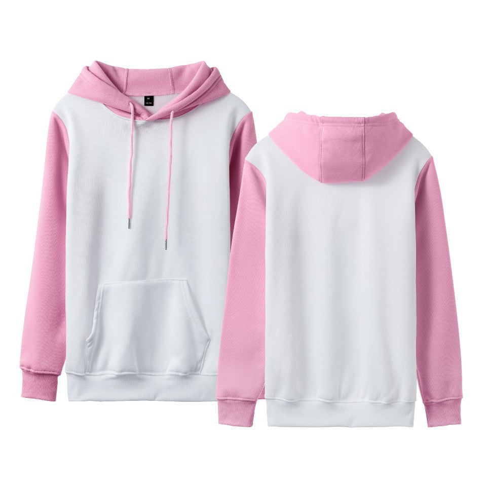 White Version Stitching Loose Casual Fleece-lined Cross-border Hoodie White And Pink - D&A