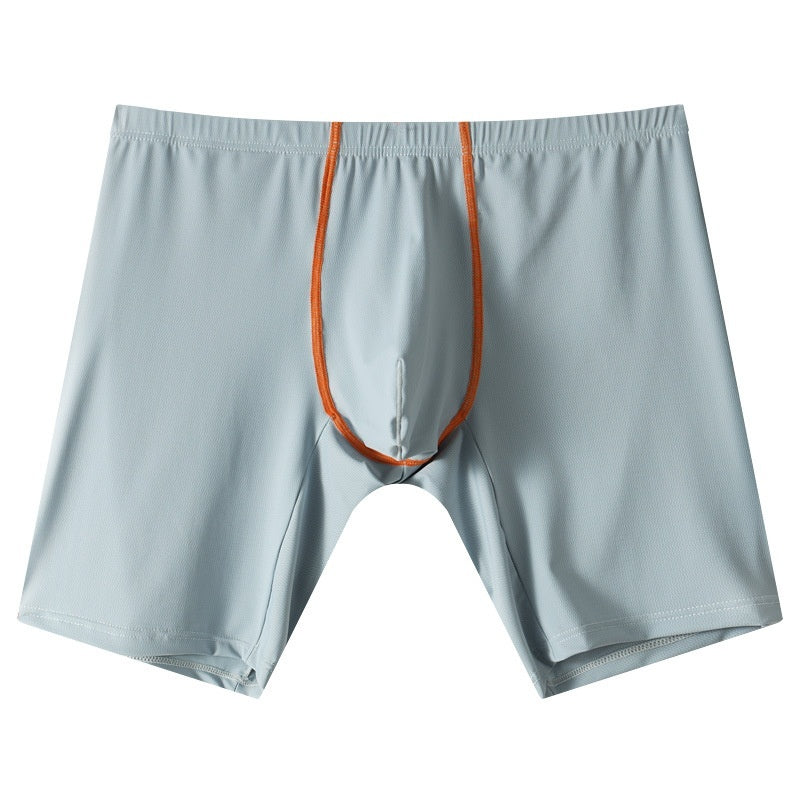 Lengthened Underwear Ice Silk Sexy Men's Boxers Mid-waist U Convex Sexy Quick-drying Sky Blue - D&A