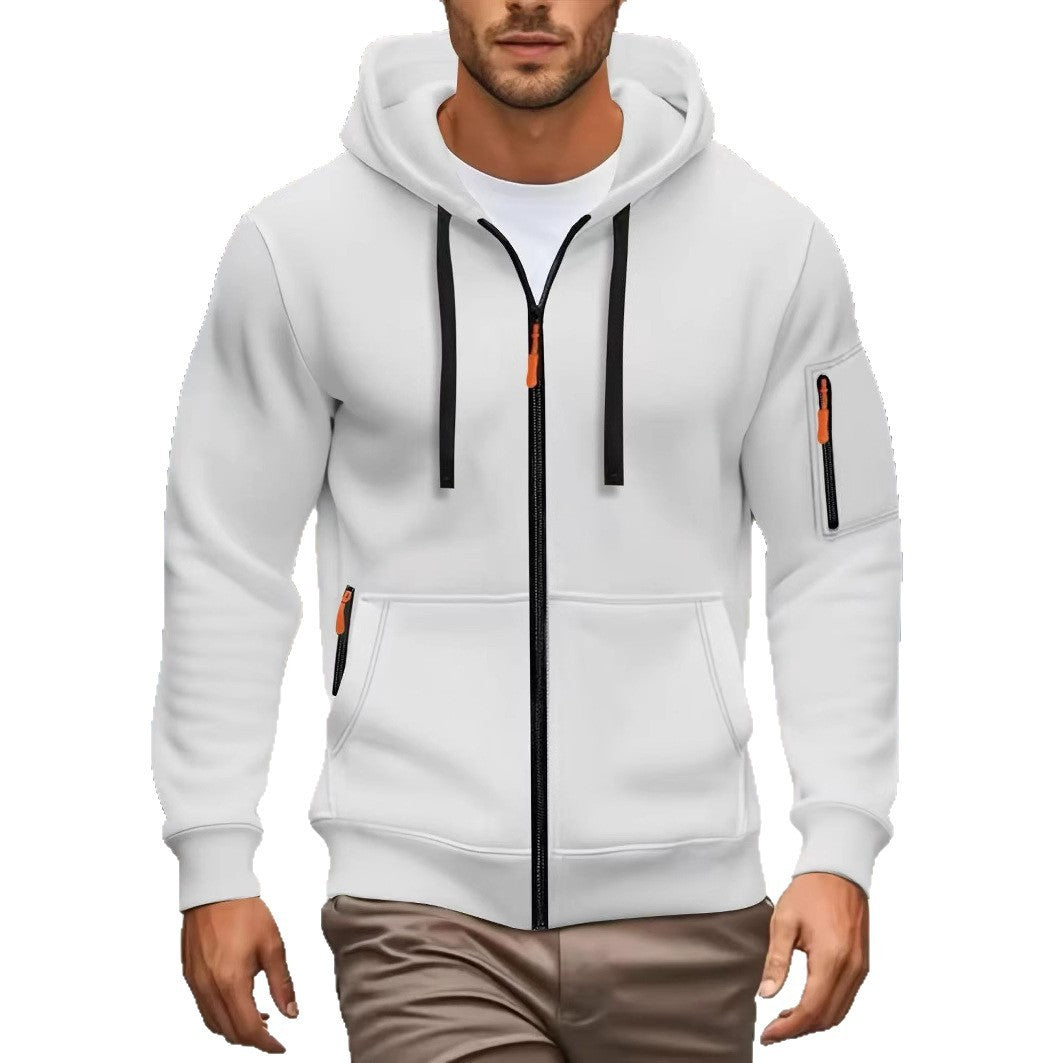 Zipper Hooded Sweatshirt Men's Sports Casual Cardigan Coat - D&A