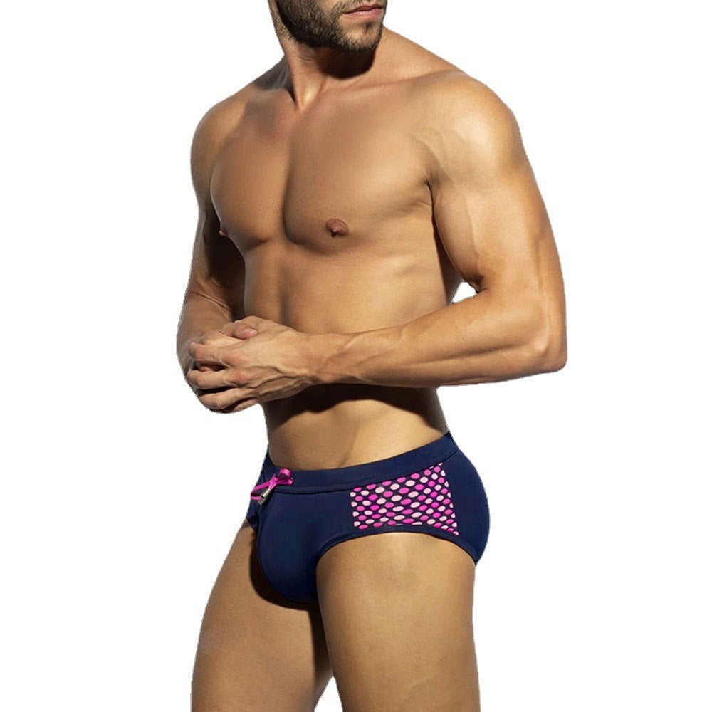 Sexy Close-fitting Swim Briefs Polka Dot Stitching Sports Beach Pants - D&A