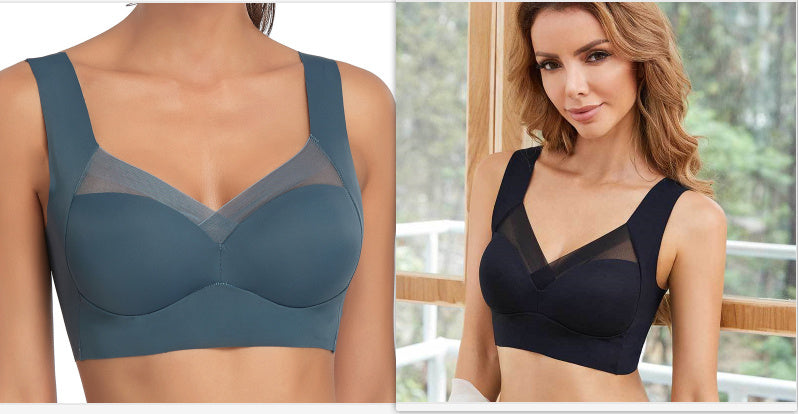 Plus Size Thin Bra Accessory Breast Push Up Bra Black dark blue - D&A