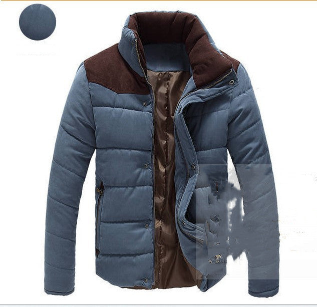 Warm Causal Parkas Male Outerwear Windbreak Jackets Coats Blue gray - D&A