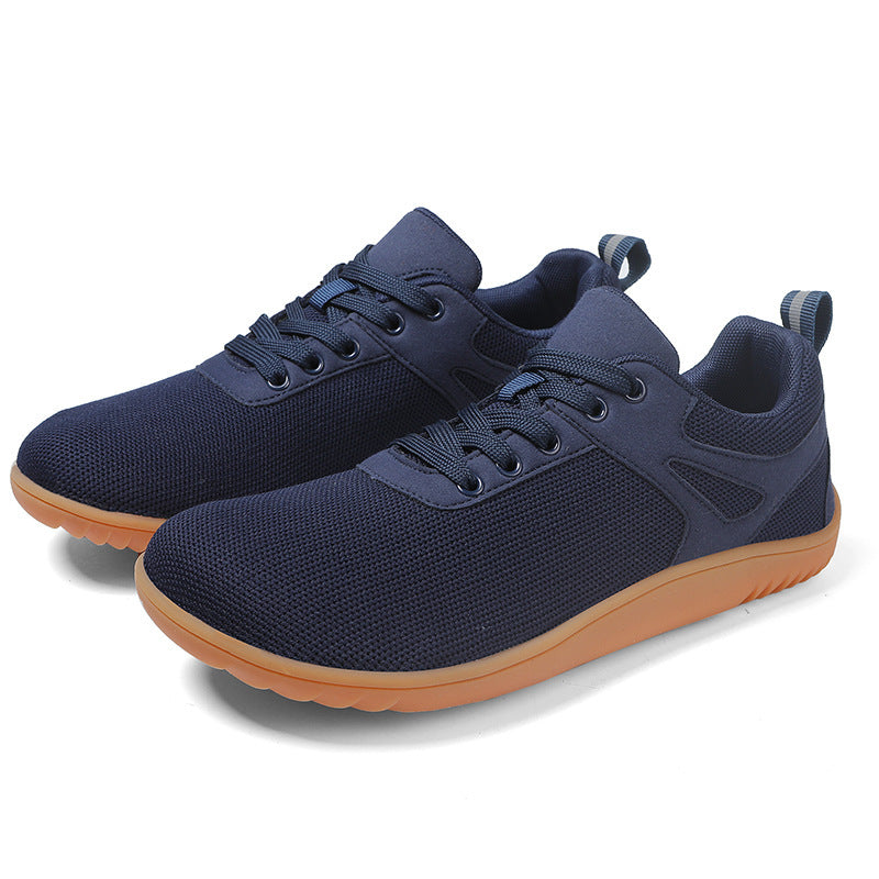 New Wide-toe Running Sports Soft Bottom Indoor Bare Feet Casual Shoes Flying Woven Breathable Mesh Shoes Blue - D&A