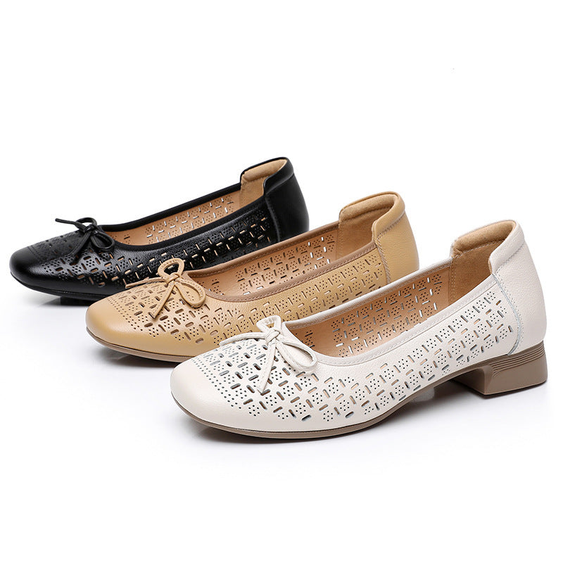 Summer Genuine Leather Breathable Low-cut Women's Shoes - D&A