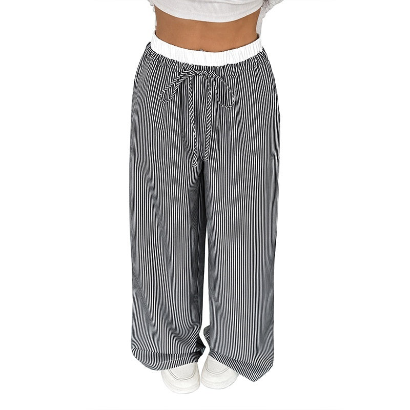 Women's Stitching Striped Casual Trousers - D&A