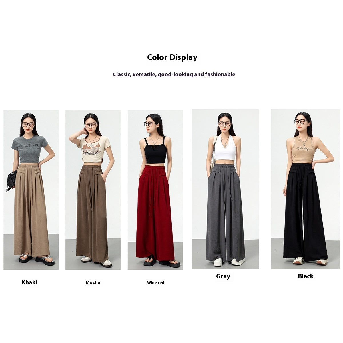 Texture Ice Silk Wide-leg Pants - D&A