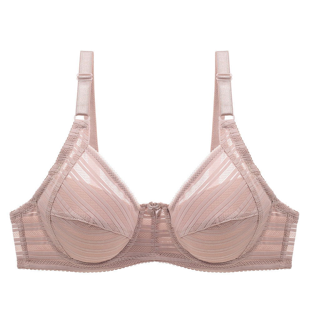 Striped Plus Size Bra Push Up Thin Breathable Bra - D&A