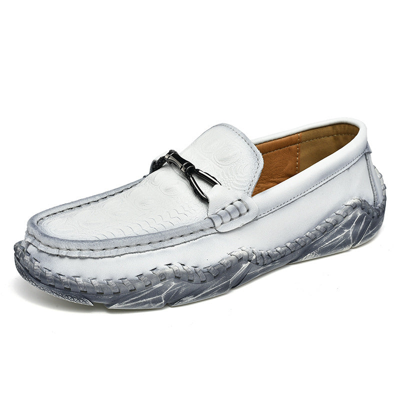 Driving Trendy Beanie Shoes Men's Cross-border Plus Size Loafers 22085 Gradient White Gray - D&A