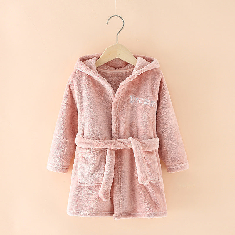 Cartoon Home Clothes Nightgown Bathrobe Children Pajamas Flannel Pink - D&A