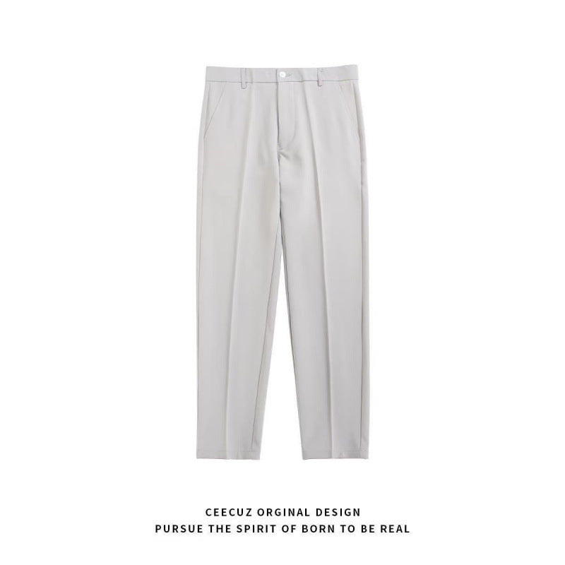 Trendy Ins Draping Design Wide-leg Pants Light Gray Trousers - D&A