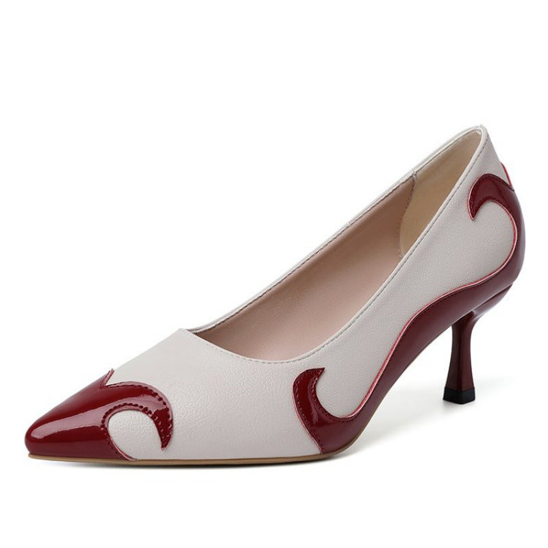 Small Niche High Heels With Pointed Toes And Thin Heels Red - D&A