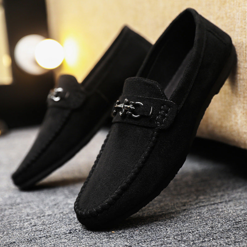 Waterproof Leisure Sports Men Slip-on Loafers Peas Small Leather Shoes D881 Cloth Black - D&A