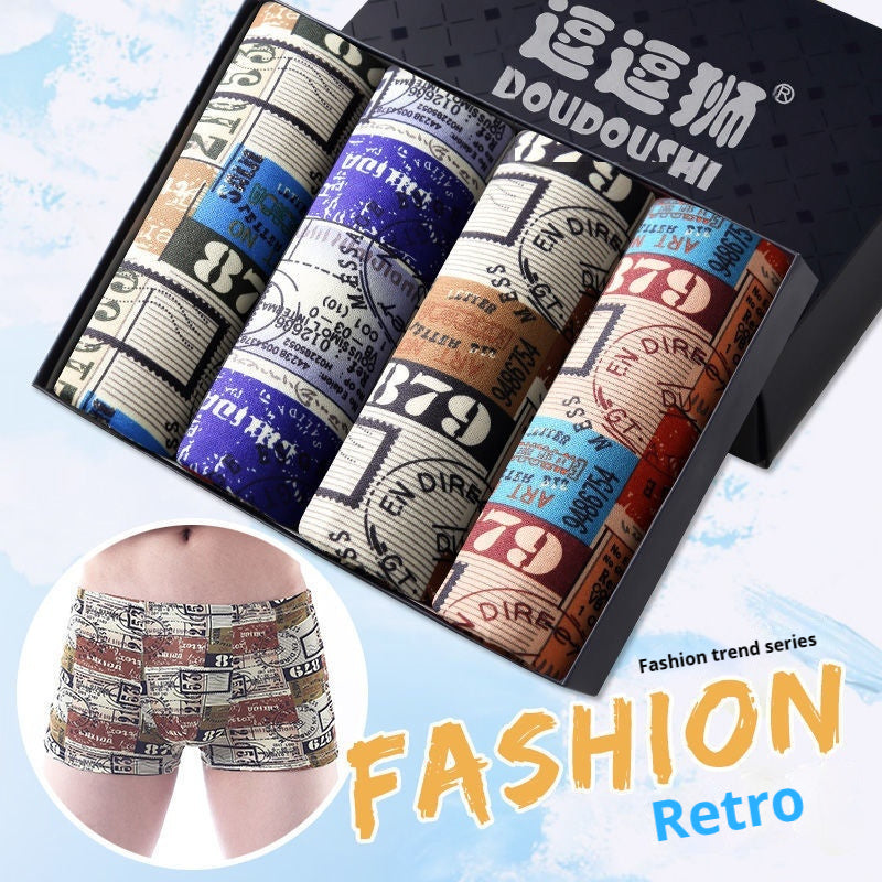 Men's Boxer Briefs Student Trendy Fashion New Retro Wheel - D&A