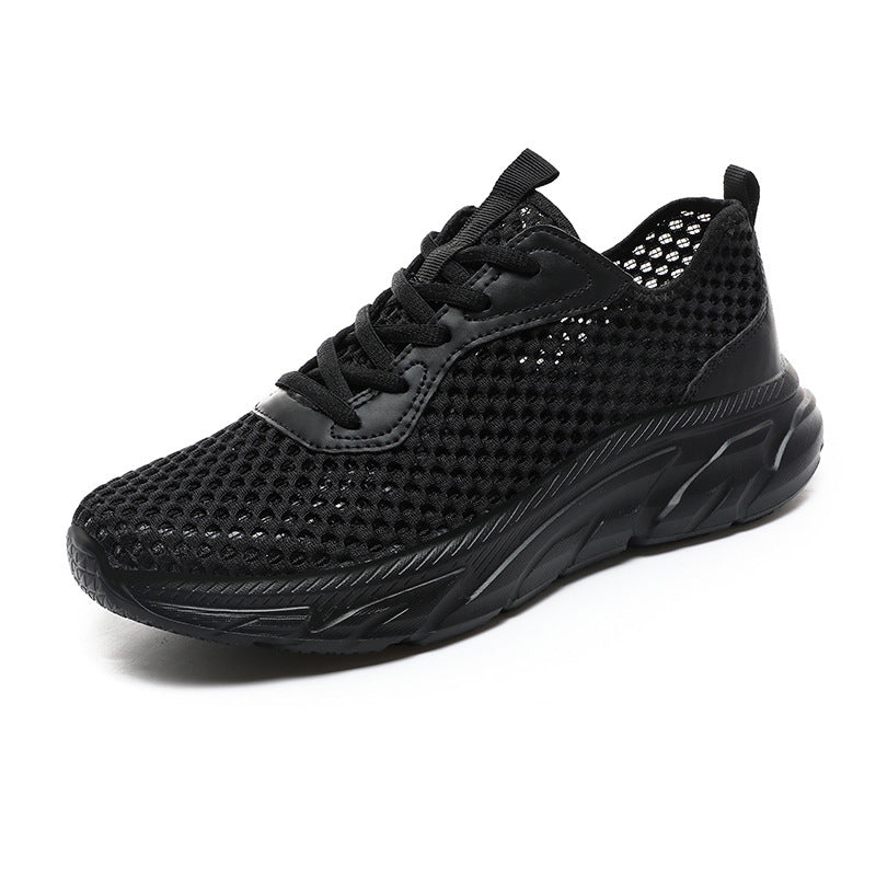 Men's Shoes Hollow-out Breathable Mesh Casual Running Shoes Lightweight Sneaker Black - D&A