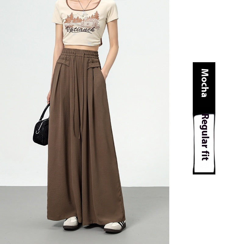 Texture Ice Silk Wide-leg Pants Mo Brown - D&A