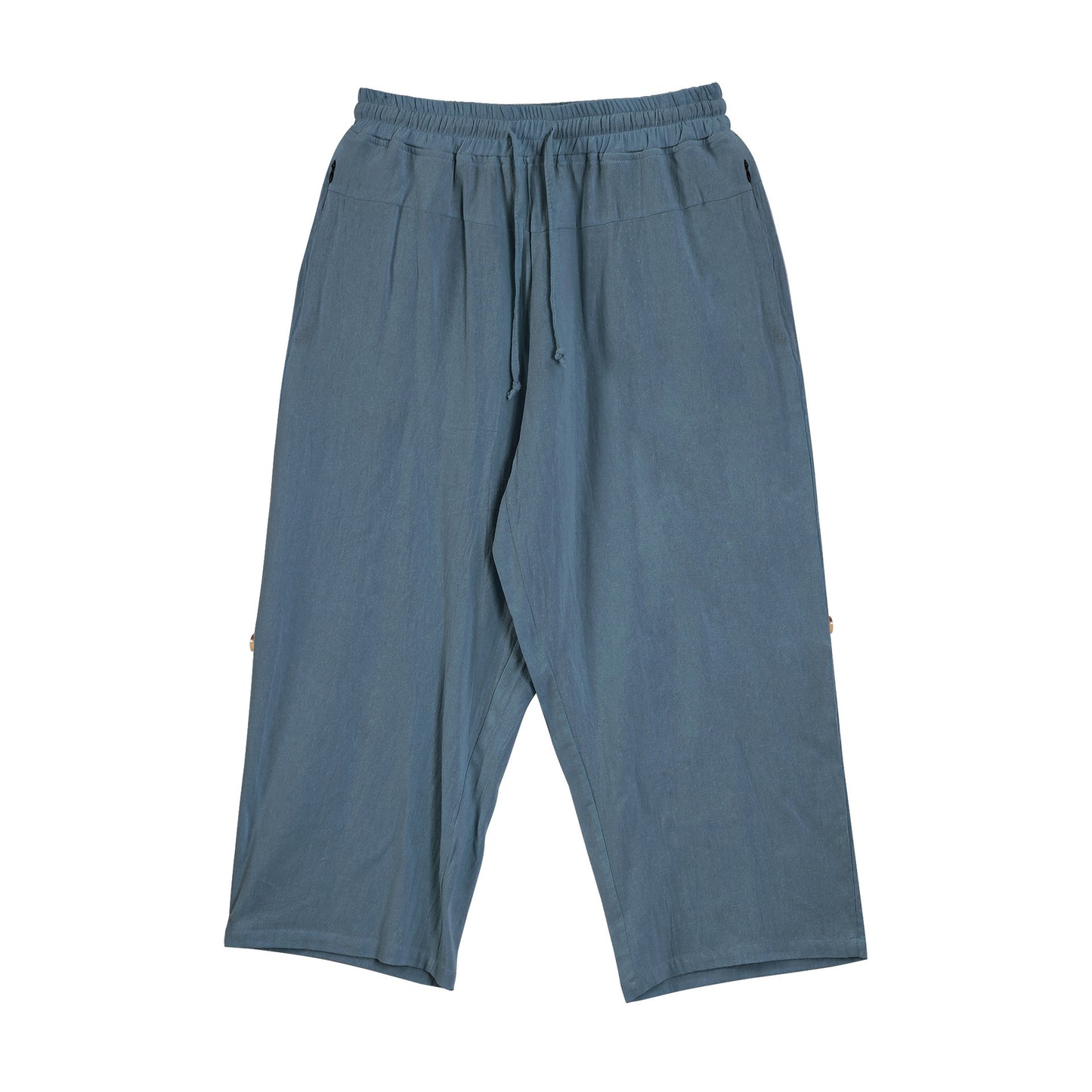 Cotton And Linen Casual Eighth Pants Gray Blue - D&A