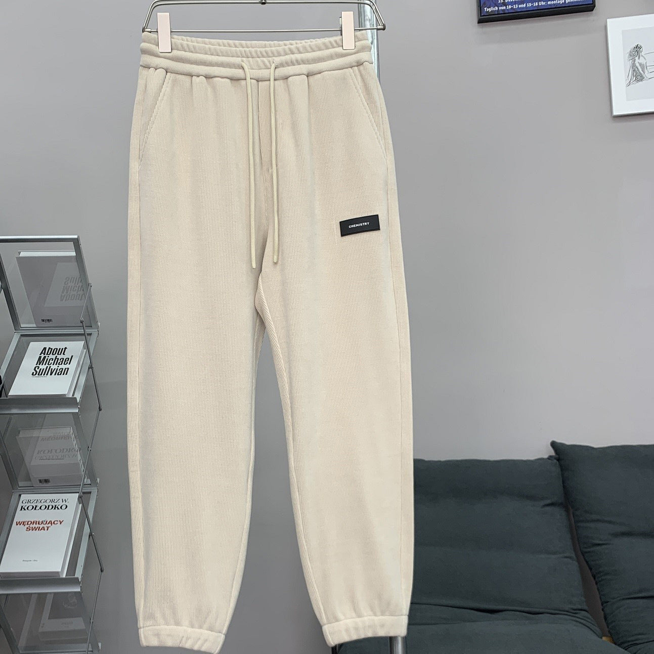 Corduroy Ankle-tied Sweatpants All-match Plus Size Apricot - D&A