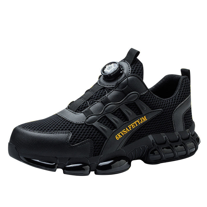 Men's Wear-resistant Workwear Breathable Fly Woven Shoes Black3511 - D&A
