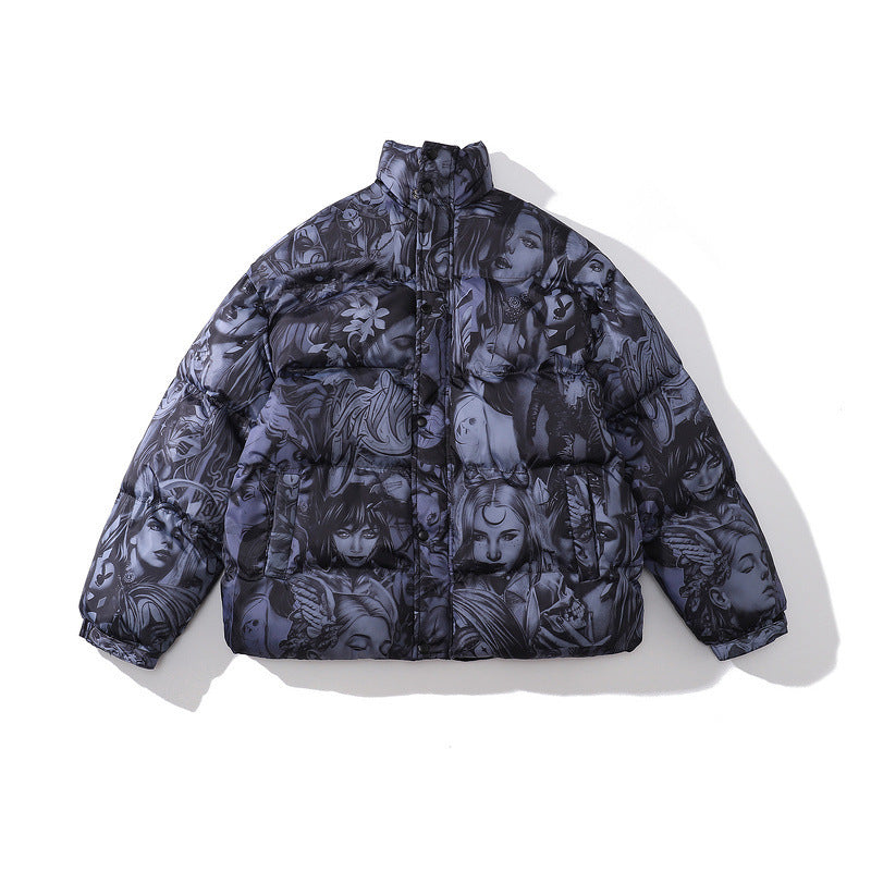 Color-blocking Thick Bread Clothes Loose Cotton-padded Jackets For Men And Women H - D&A