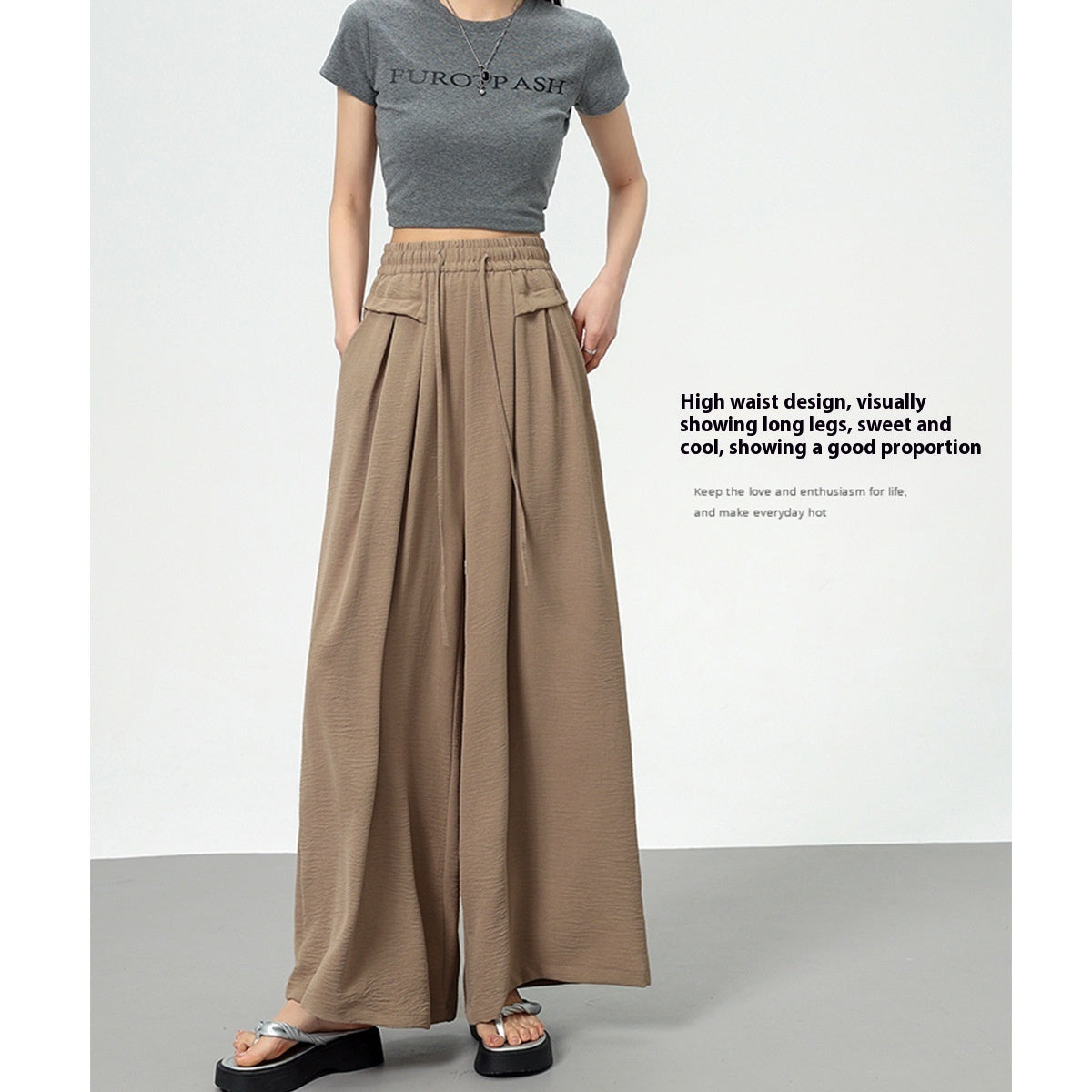 Texture Ice Silk Wide-leg Pants - D&A